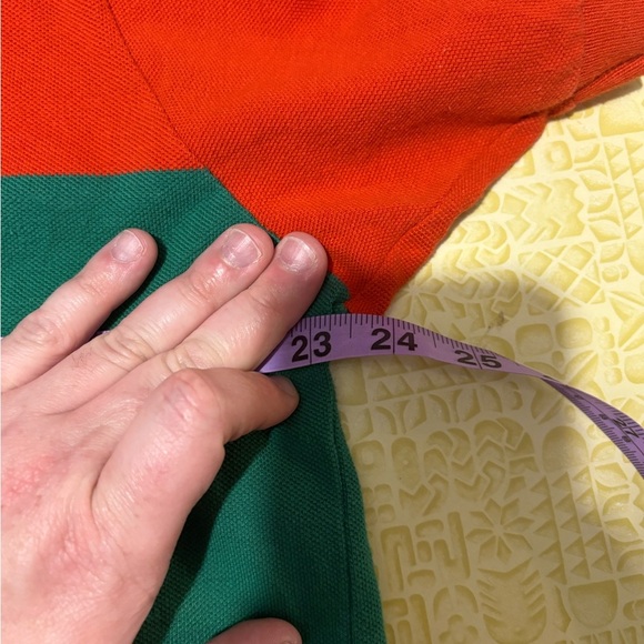 Vintage Polo by Ralph Lauren Men's Orange and Green Polo Shirt - Picture 8 of 10